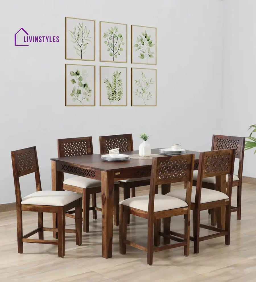 Parnika Sheesham Wood 6 Seater Dining Set In Provincial Teak Finish