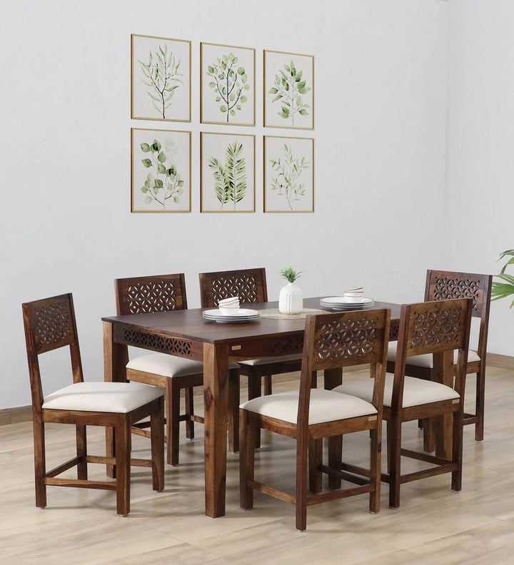 Parnika Sheesham Wood 6 Seater Dining Set In Provincial Teak Finish,