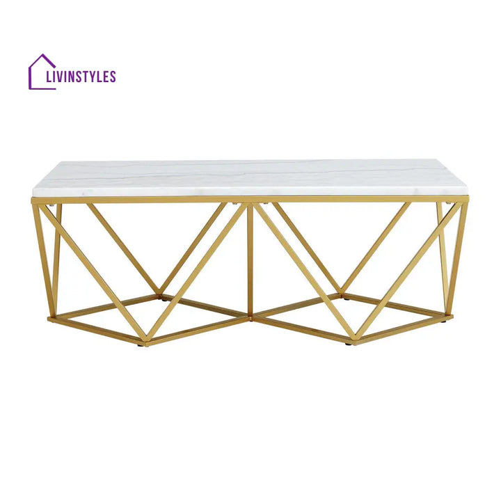 Parvati Iron Coffee Table With Marble Top For Living Room