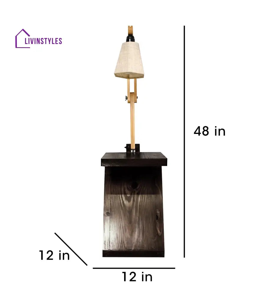 Patrice Wooden Floor Lamp With Brown Base And Jute Fabric Lampshade Lamps