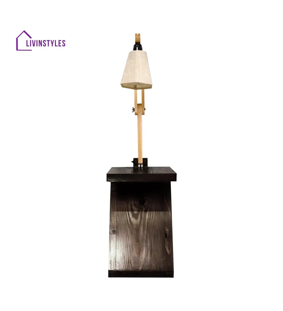 Patrice Wooden Floor Lamp With Brown Base And Jute Fabric Lampshade Lamps