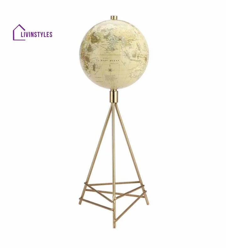 Perched Cream Globe Iron Table Accent