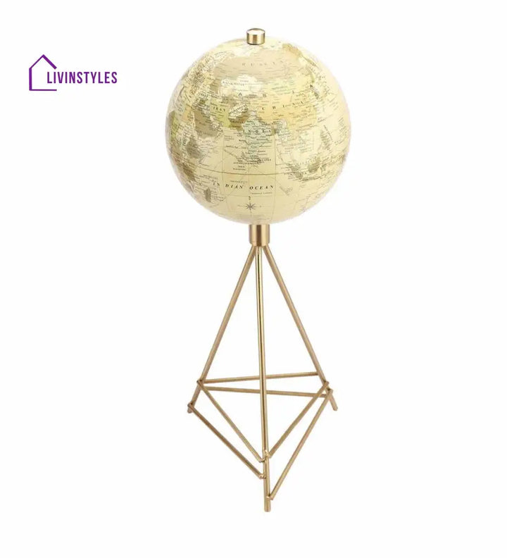 Perched Cream Globe Iron Table Accent