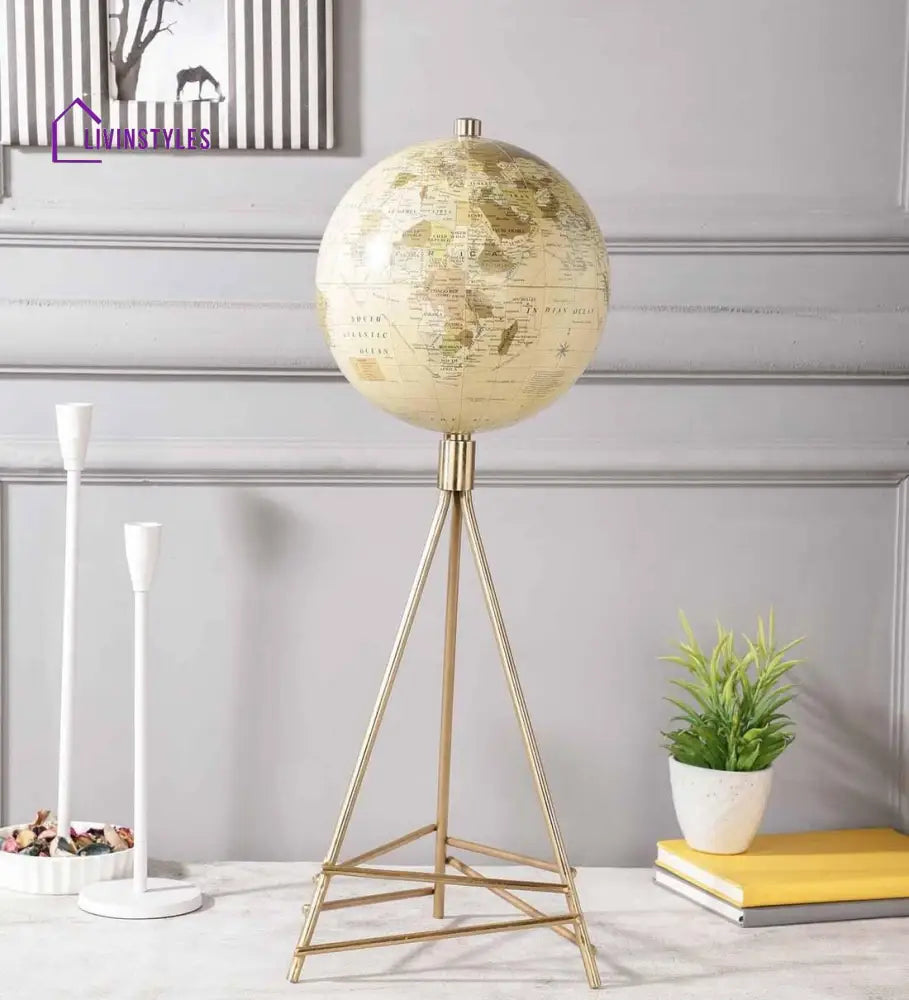 Perched Cream Globe Iron Table Accent