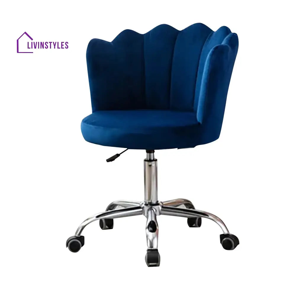 Petals Velvet Office Chair Blue Furniture