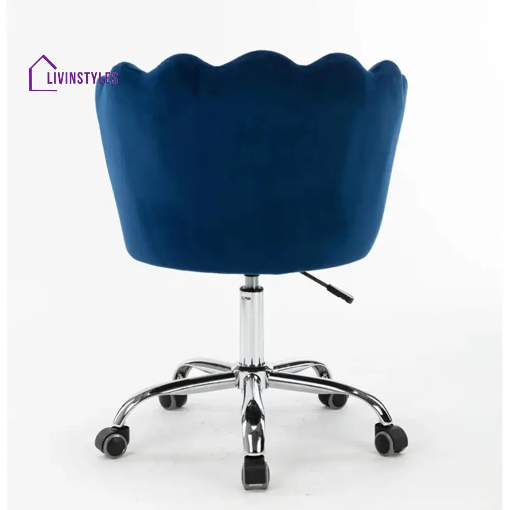 Petals Velvet Office Chair Blue Furniture