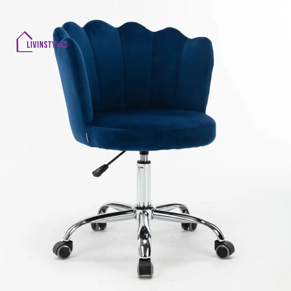 Petals Velvet Office Chair Blue Furniture