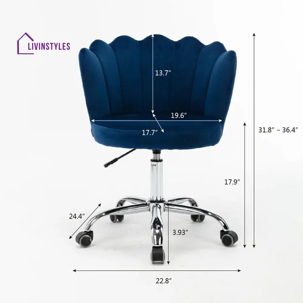 Petals Velvet Office Chair Blue Furniture