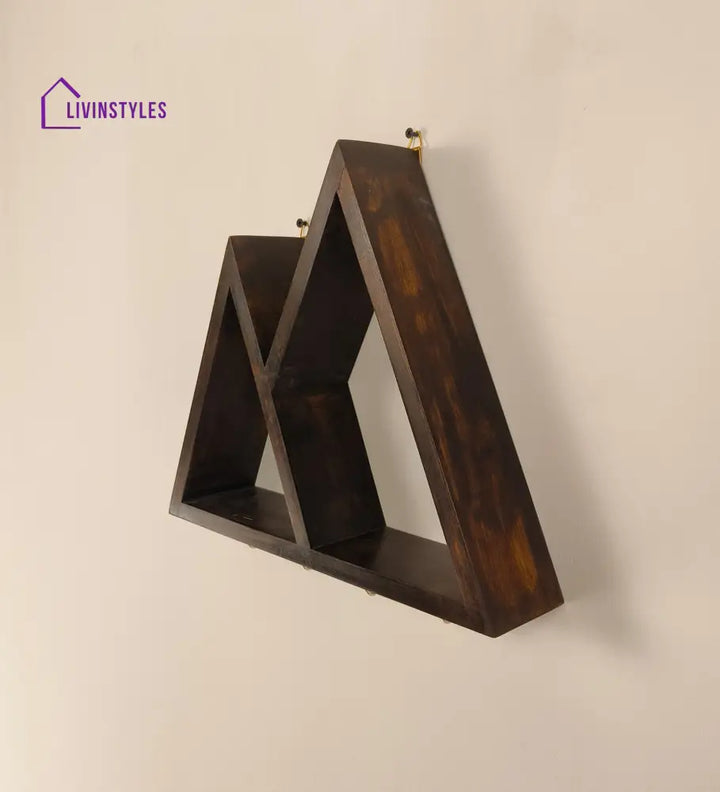 Pharoah Wooden Wall Shelf Organiser With Key Holders Decor