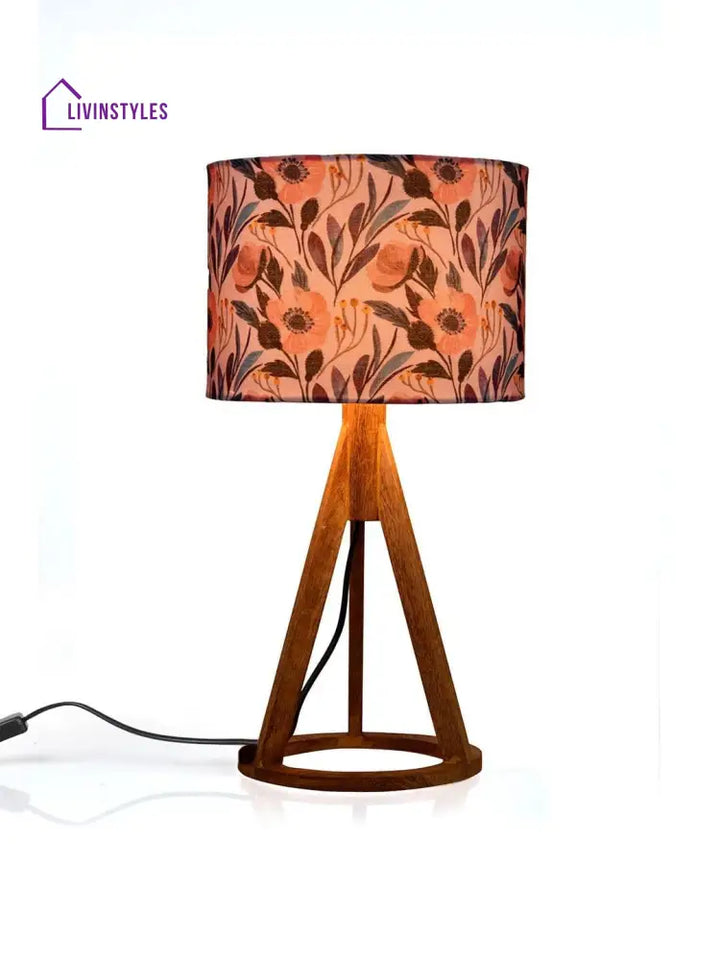 Pink Flower Trio Wooden Lamp