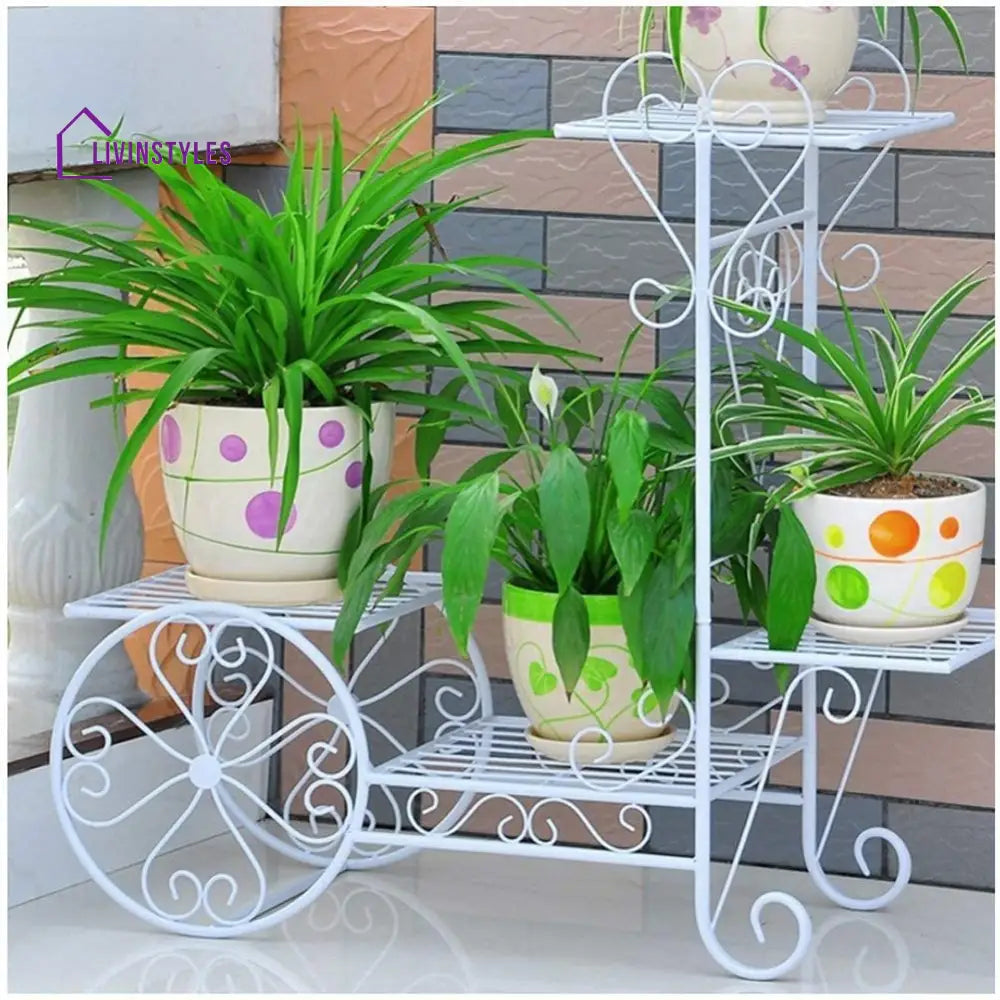 Plant Stand Flower Trolley Rack Display Metal Indoor Pot Shelf Garden Holder Stands