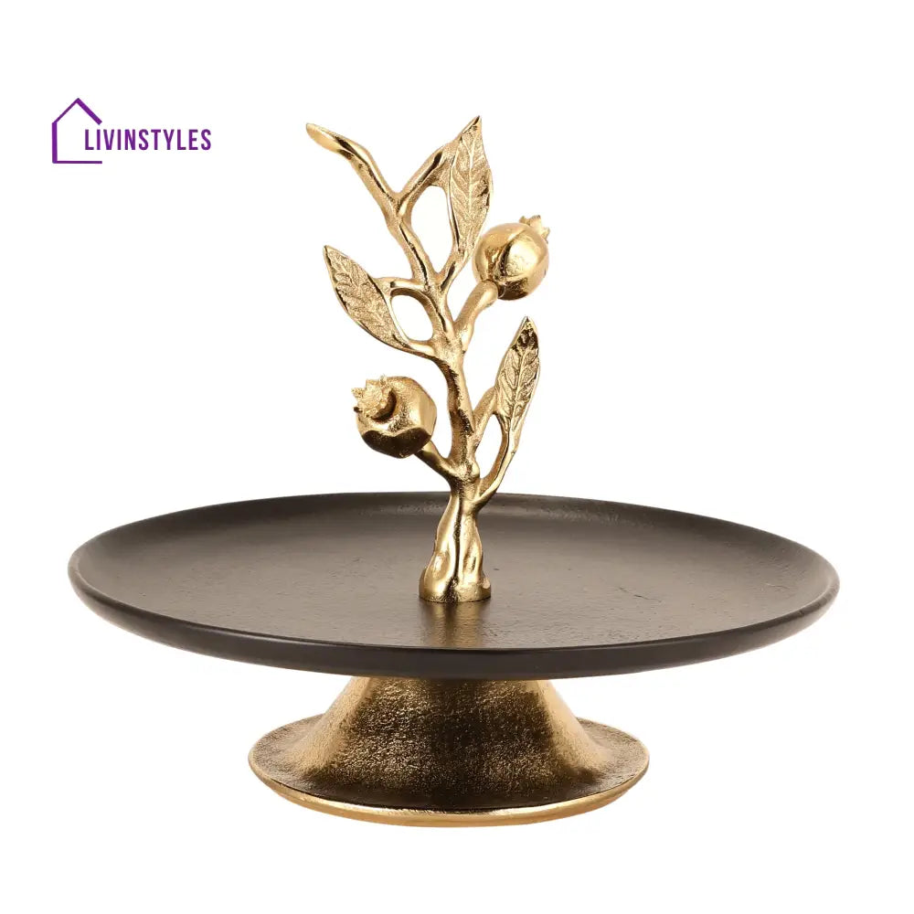 Pomegranate Metal Cake Stand In Gold Black