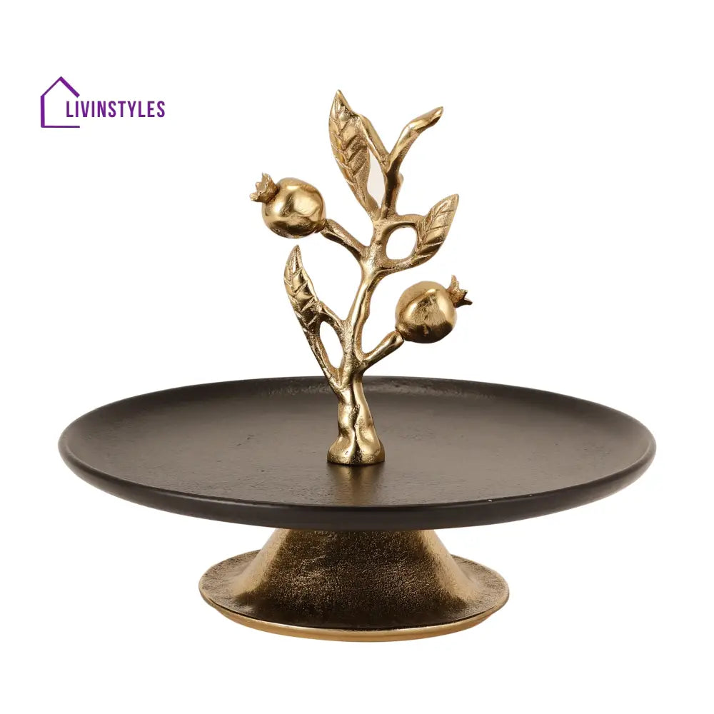 Pomegranate Metal Cake Stand In Gold Black