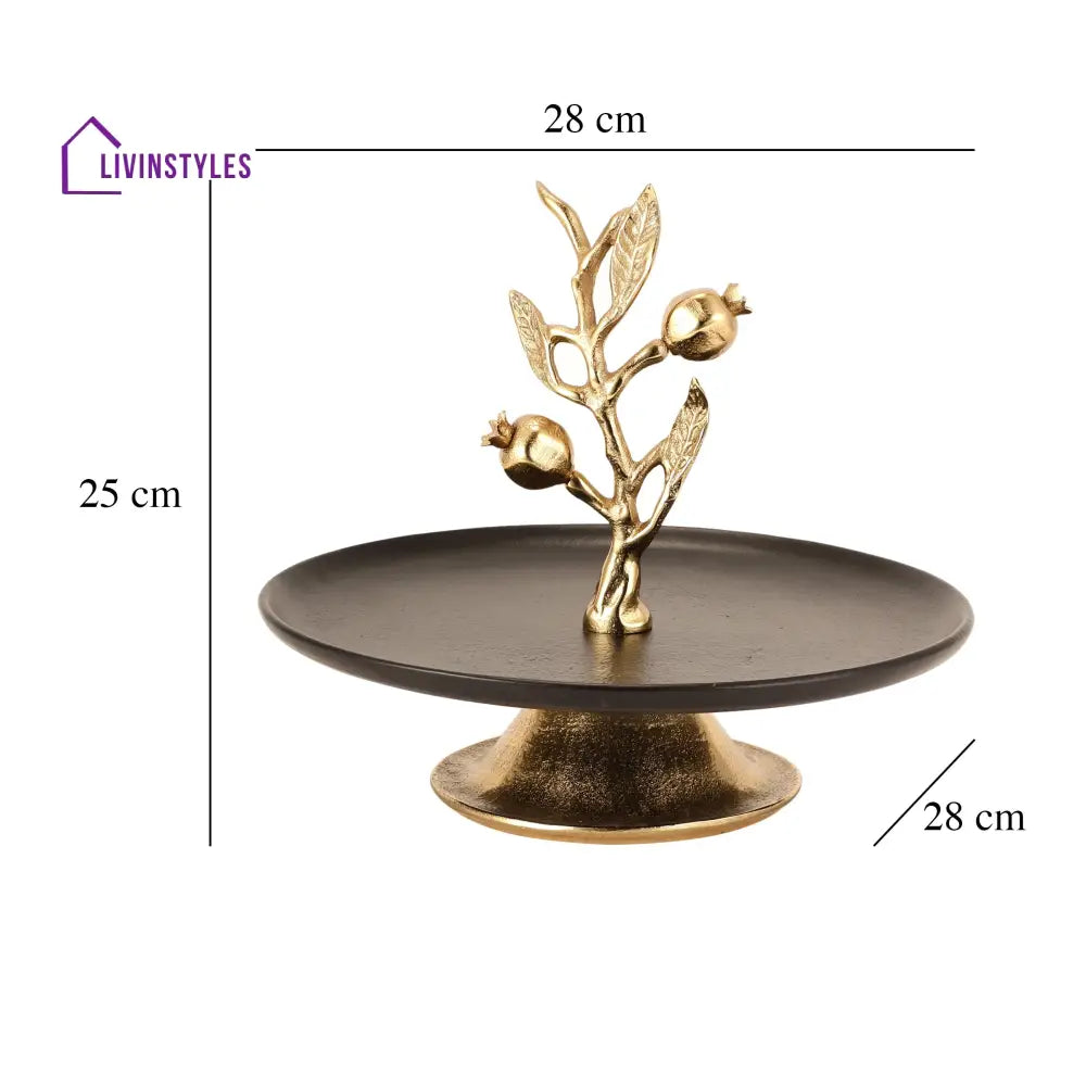 Pomegranate Metal Cake Stand In Gold Black