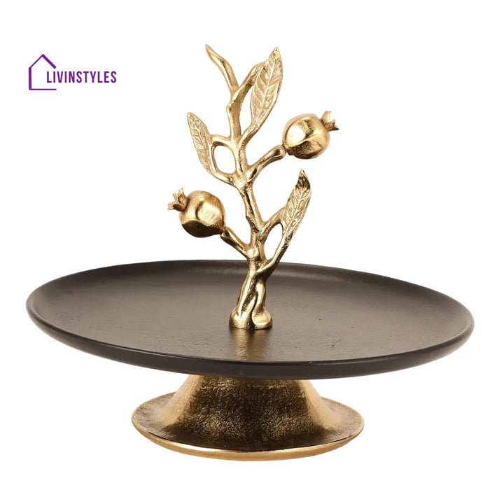 Pomegranate Metal Cake Stand In Gold Black