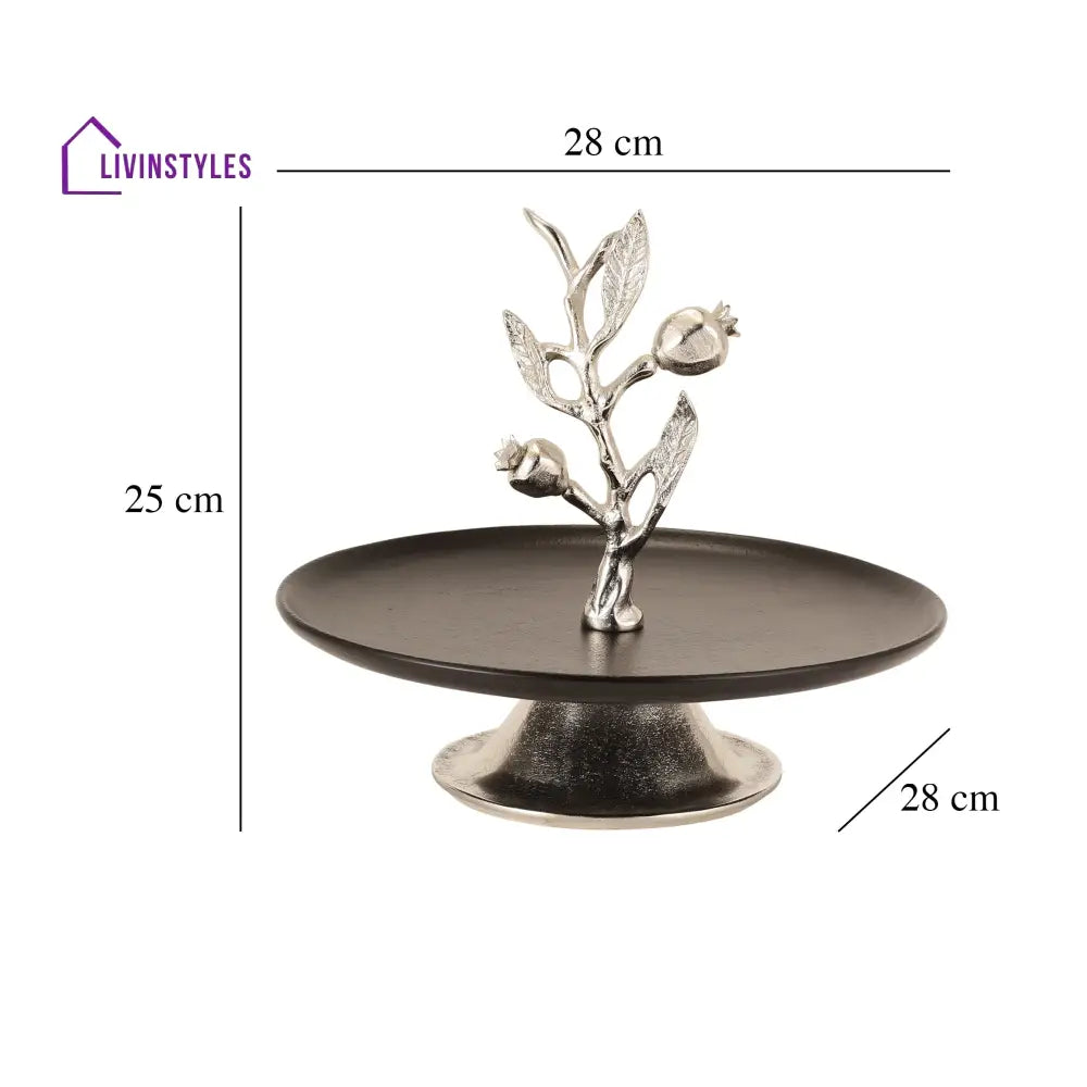 Pomegranate Metal Cake Stand In Silver Black