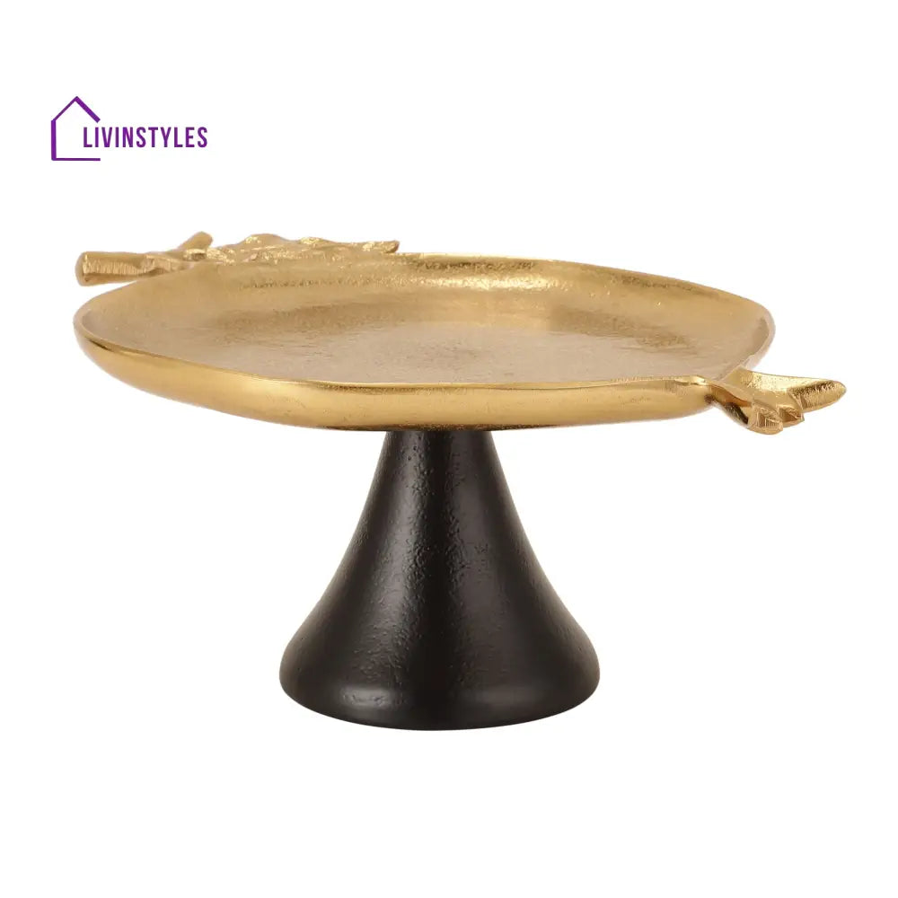 Pomegranate Metal Platter In Gold Black Cake Stand