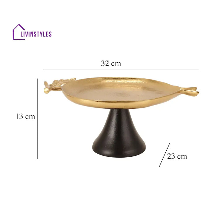 Pomegranate Metal Platter In Gold Black Cake Stand