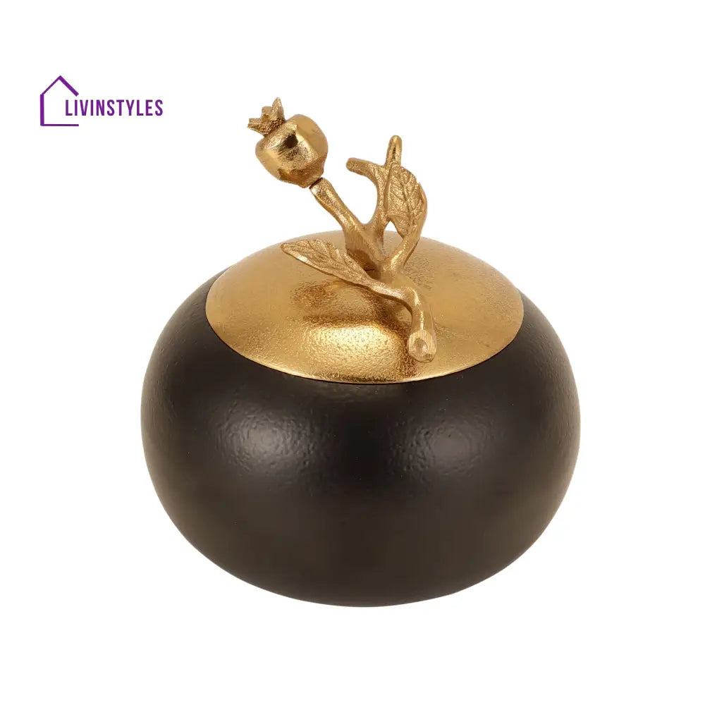 Pomegranate Metal Trinket Box In Gold Black Storage Box