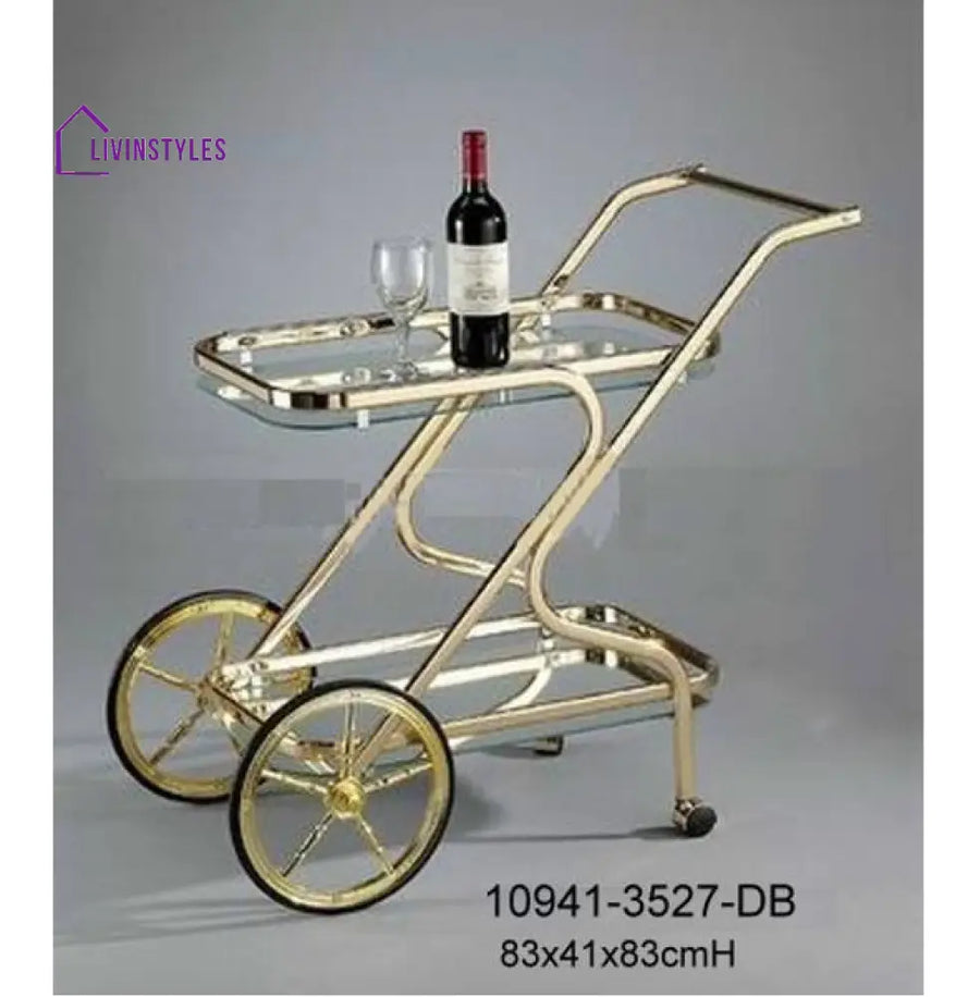 Poorva Bar Trolly | Serving In Stainless Steel With Glass