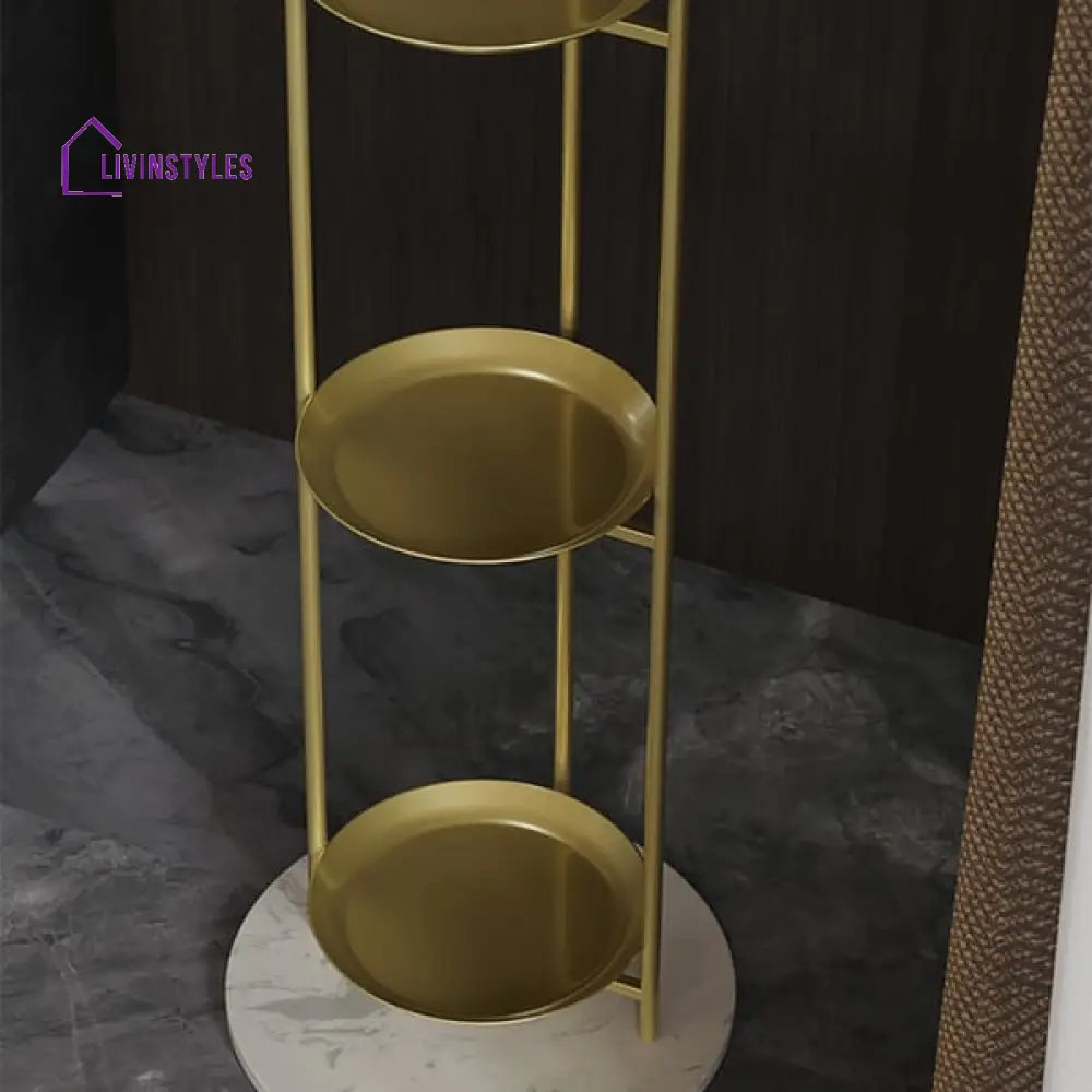 Portland 3-Tier Round Metal Plant Stand In Gold Color Stands