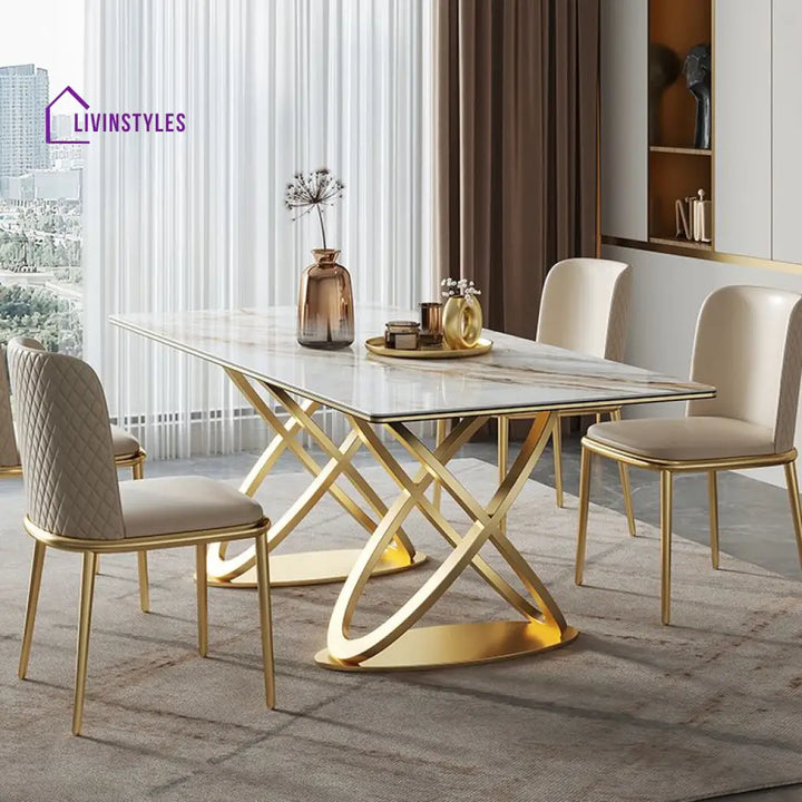 Luxury Modern Rectangle White Marble Dining Table