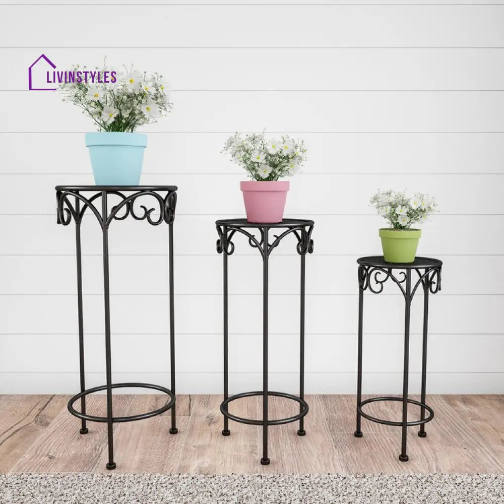 Preeti Metal Black Plant Stand For Balcony