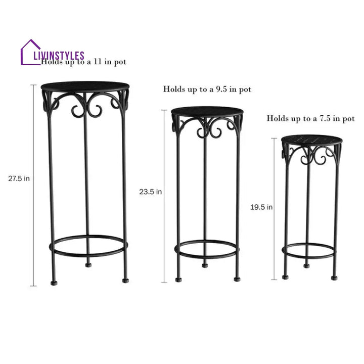 Preeti Metal Black Plant Stand For Balcony