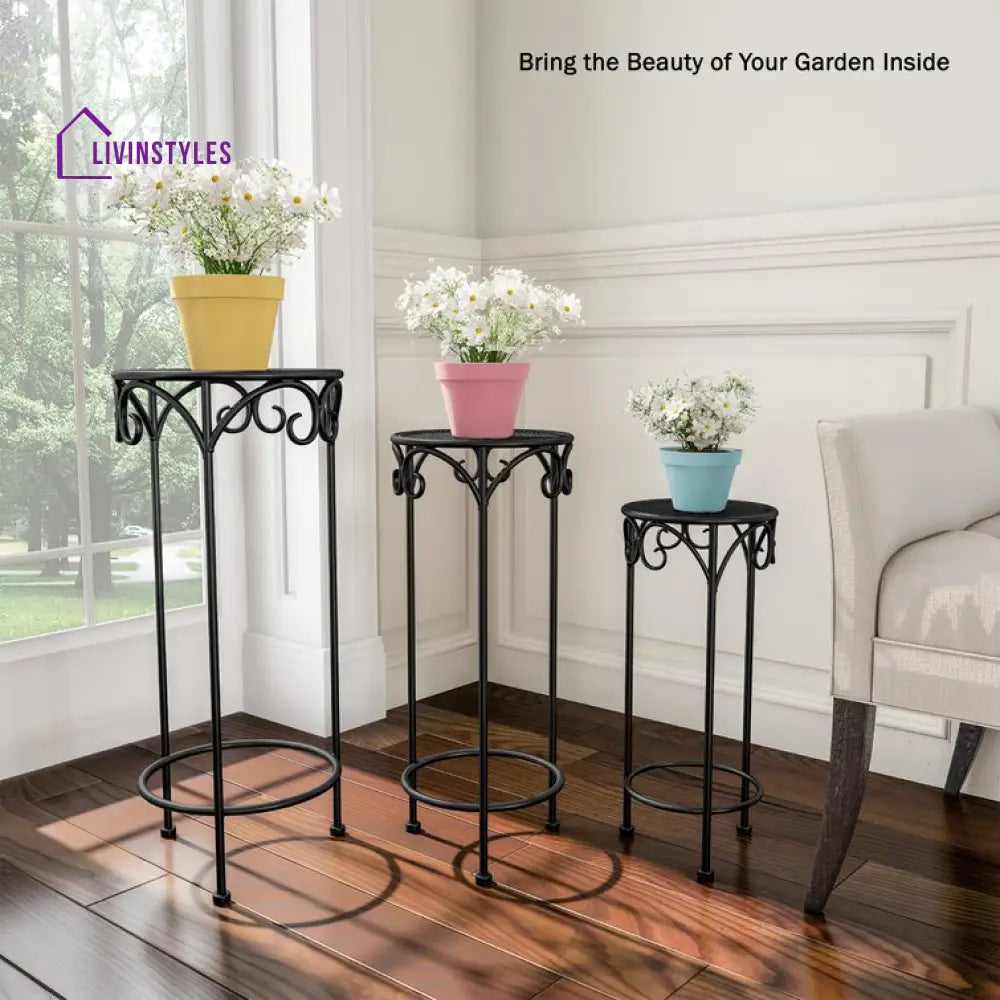 Preeti Metal Black Plant Stand For Balcony