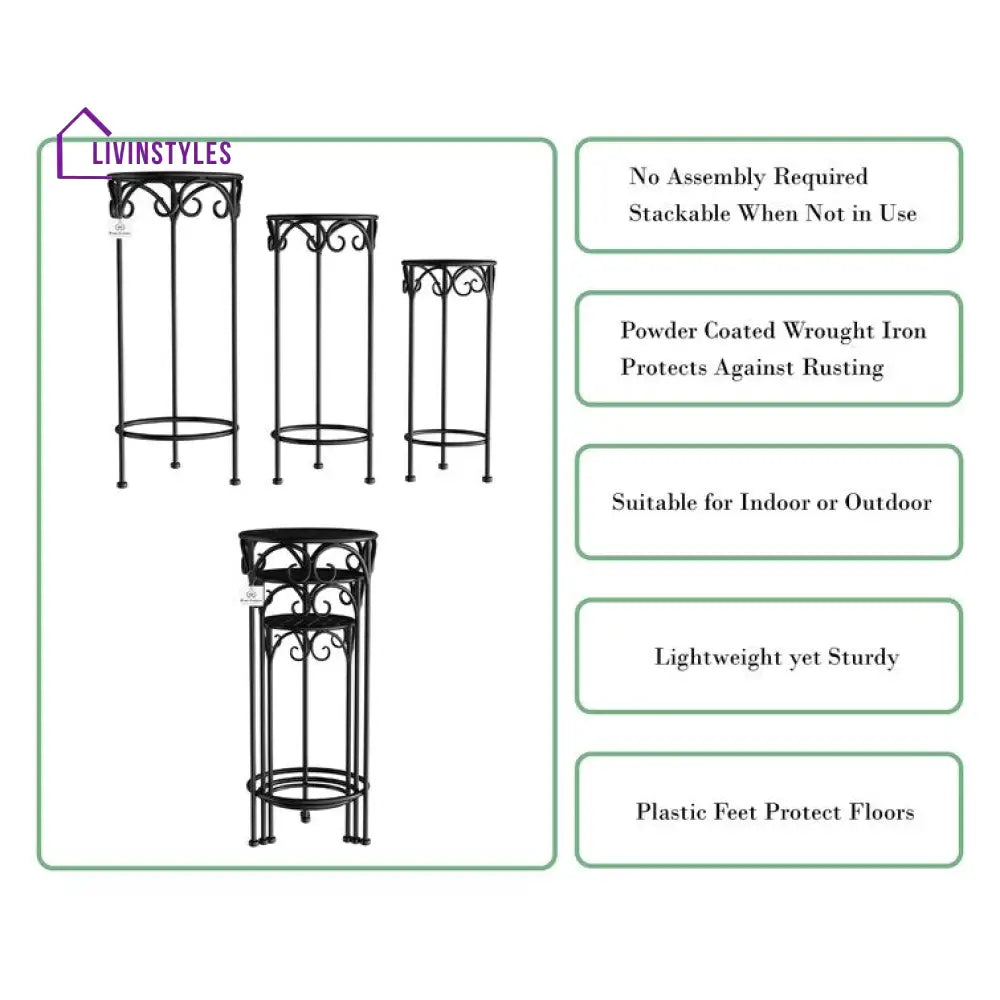 Preeti Metal Black Plant Stand For Balcony