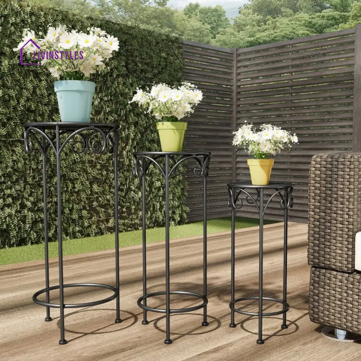 Preeti Metal Black Plant Stand For Balcony