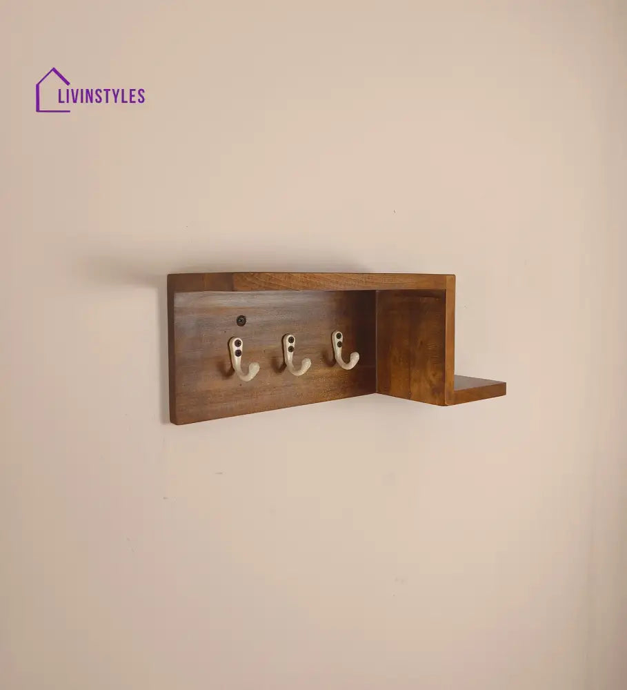 Preston Wooden Wall Shelf Organiser With Key Holders