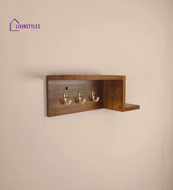 Preston Wooden Wall Shelf Organiser With Key Holders