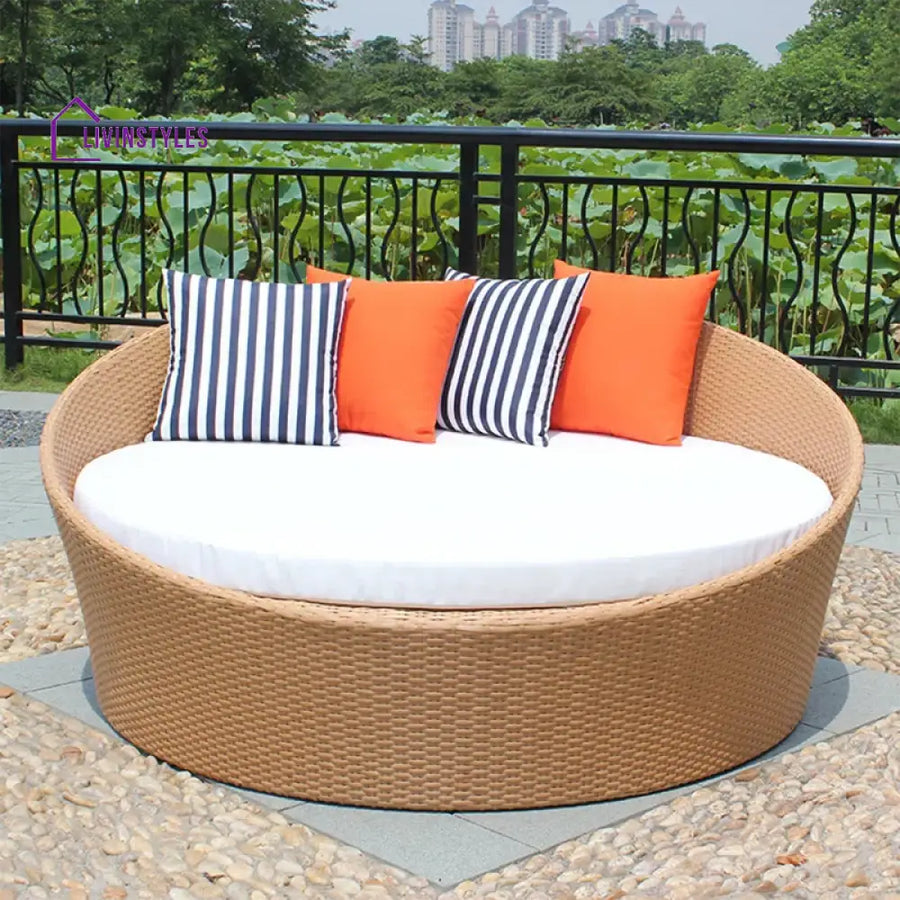 Prince Outdoor Poolside Sunbed With Cushion Daybed (Honey)