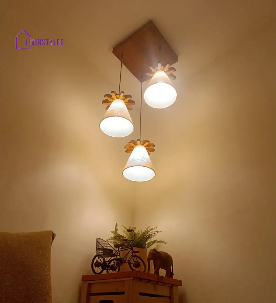 Propel Brown Wooden Cluster Hanging Lamp Lamps