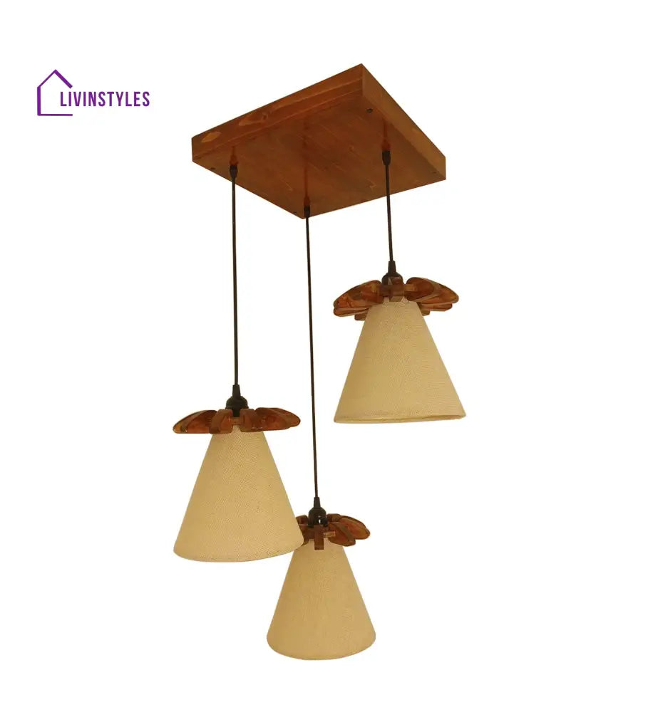 Propel Brown Wooden Cluster Hanging Lamp Lamps