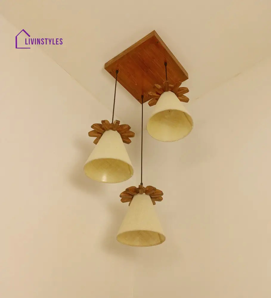 Propel Brown Wooden Cluster Hanging Lamp Lamps