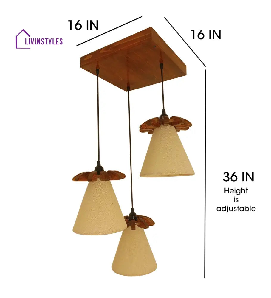 Propel Brown Wooden Cluster Hanging Lamp Lamps