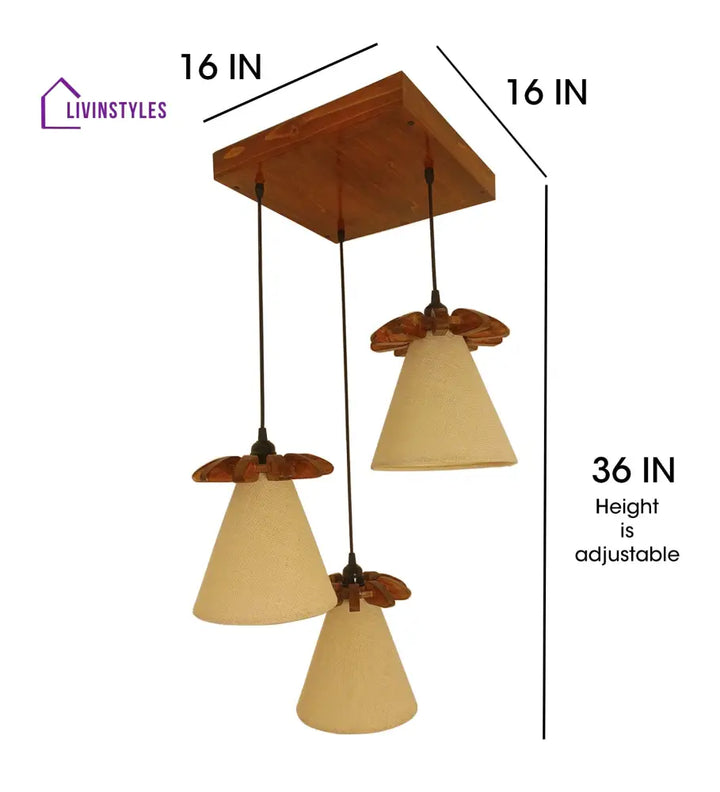 Propel Brown Wooden Cluster Hanging Lamp Lamps