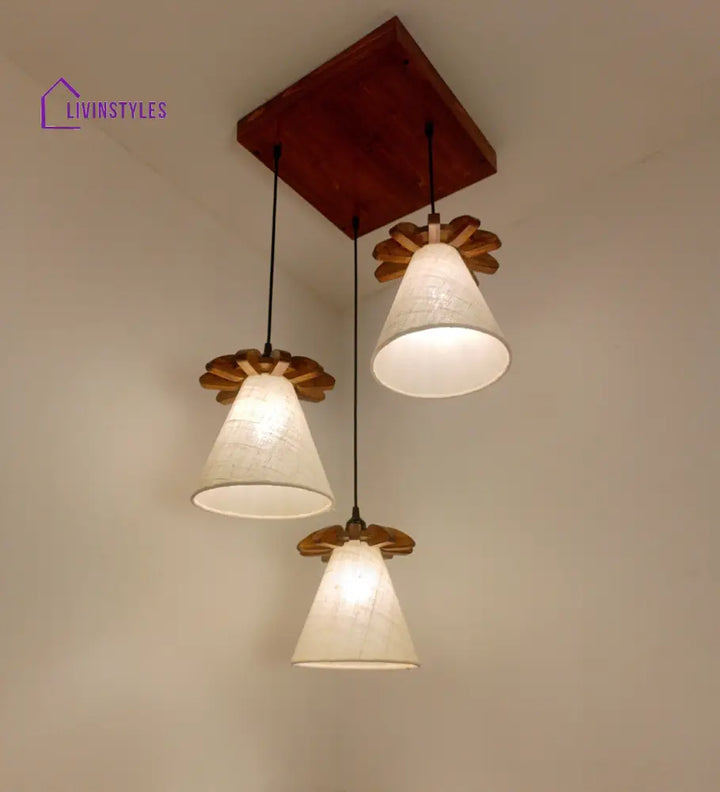 Propel Brown Wooden Cluster Hanging Lamp Lamps