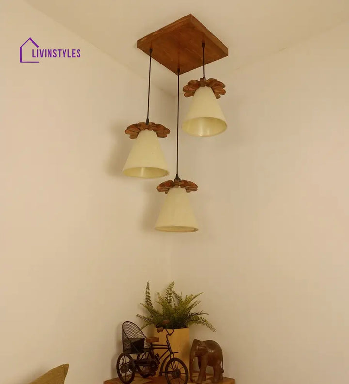 Propel Brown Wooden Cluster Hanging Lamp Lamps