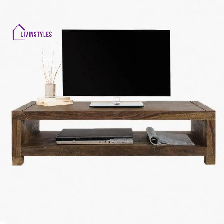 Providence Solid Sheesham Wood Tv Unit | Coffee Table In Walnut Finish