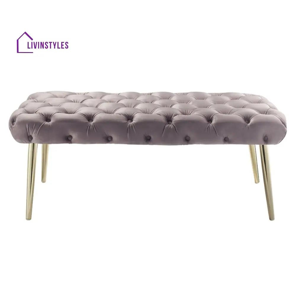 Bench - Claude Velvet Button Tufted Rectangular Bench