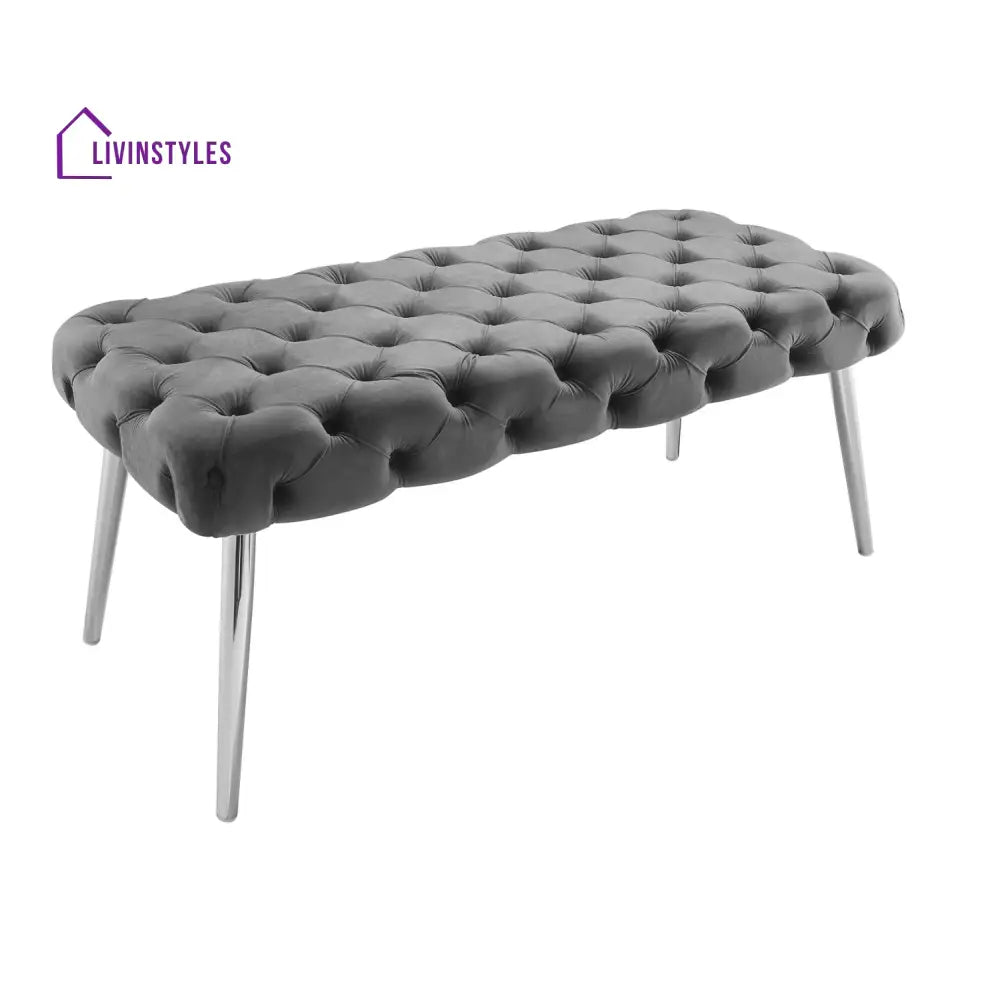 Puja Stainless Steel Claude Velvet Bench