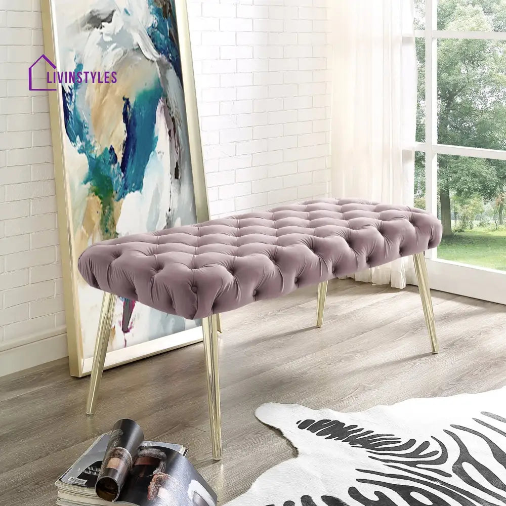 Puja Stainless Steel Claude Velvet Bench