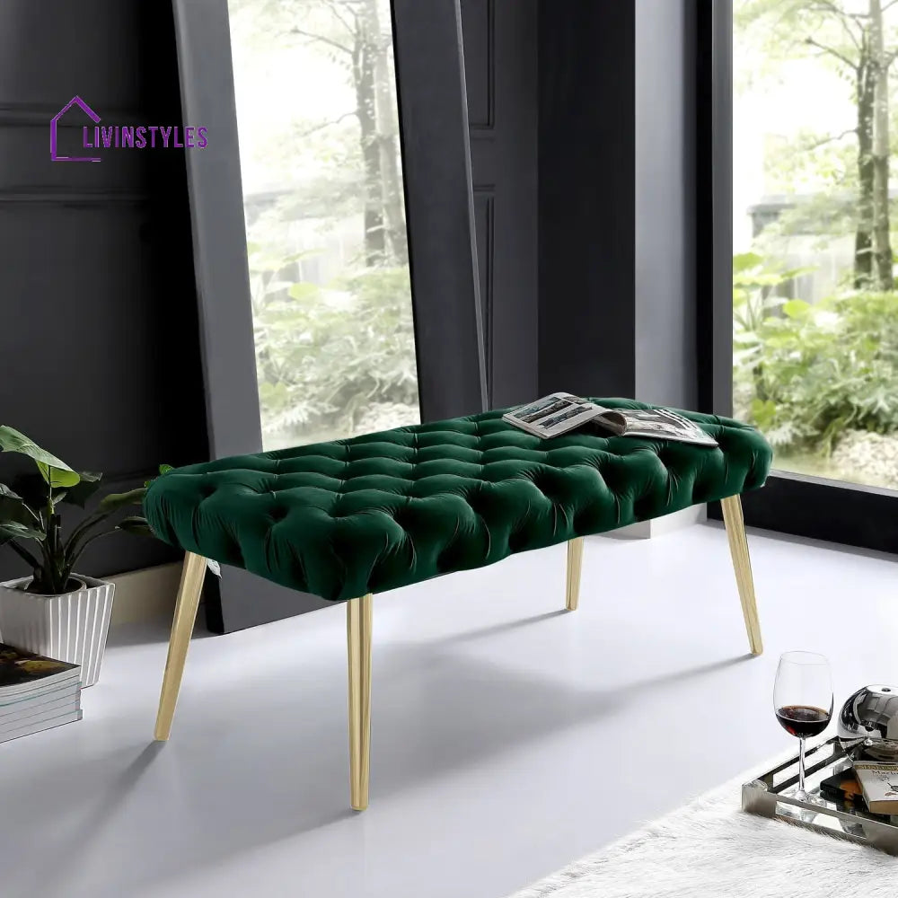 Puja Stainless Steel Claude Velvet Bench