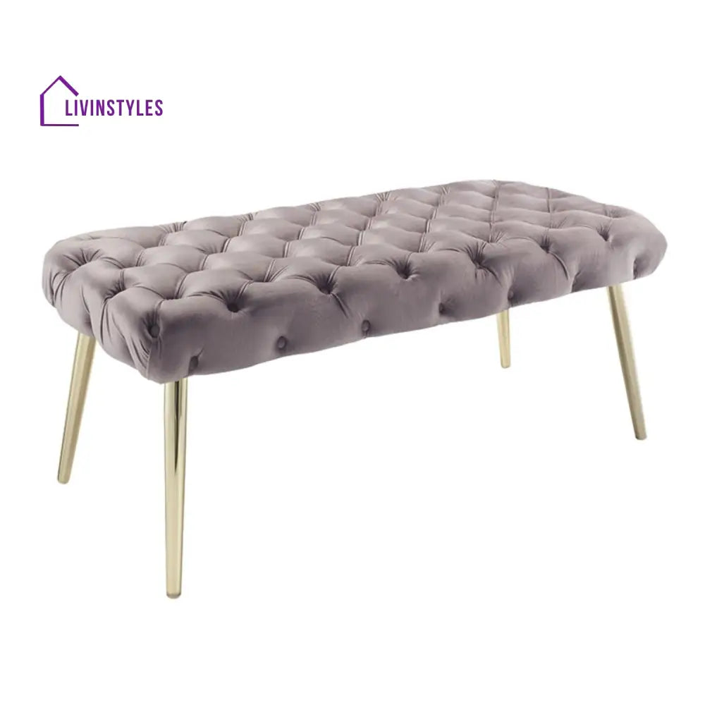 Bench - Claude Velvet Button Tufted Rectangular Bench