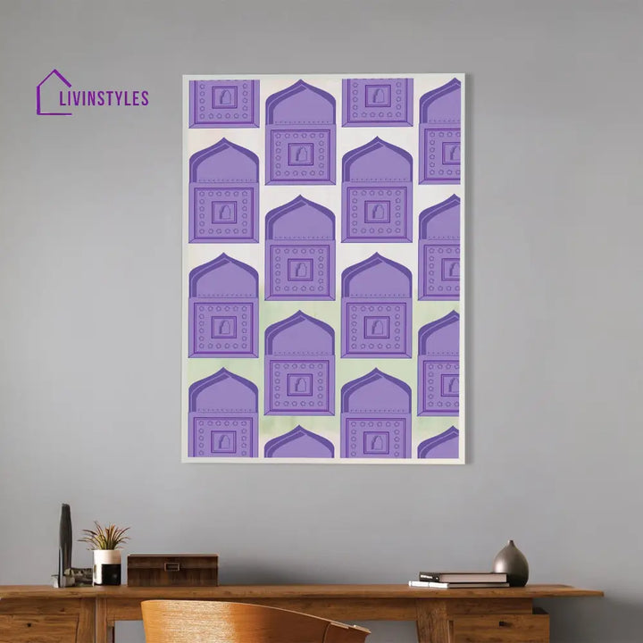 Purple Square Pattern Art Canvas Wall Painting