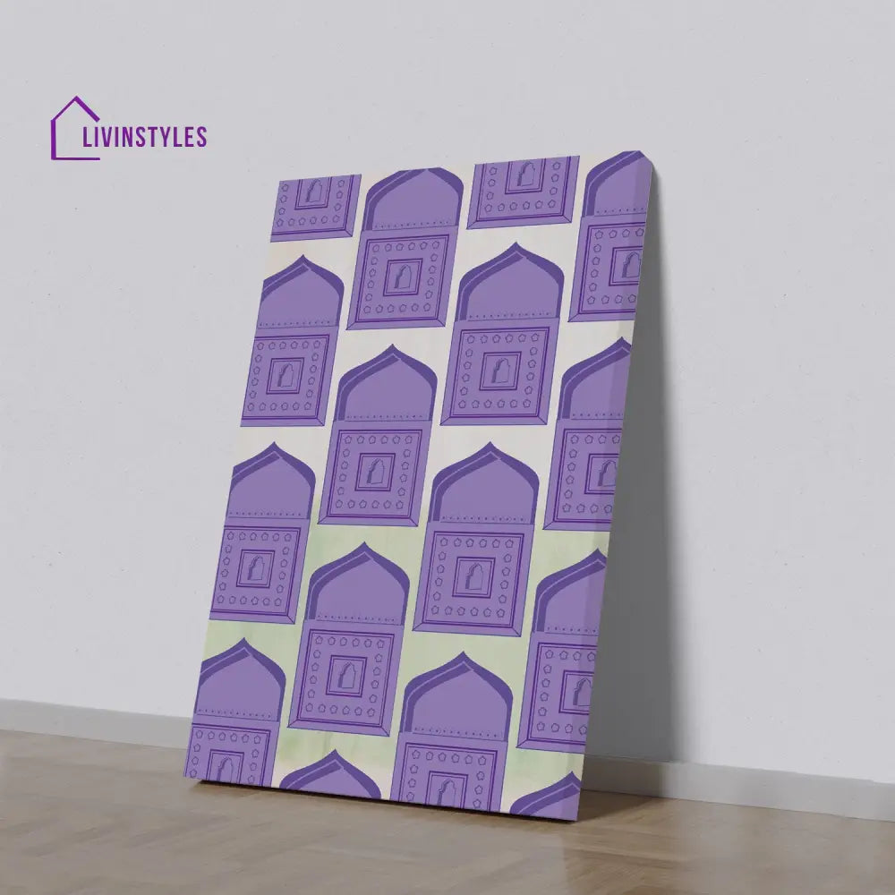 Purple Square Pattern Art Canvas Wall Painting 16 X 20 Inch / Stretch