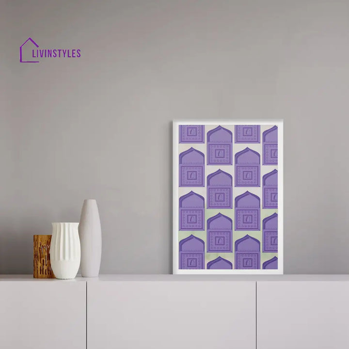 Purple Square Pattern Art Canvas Wall Painting